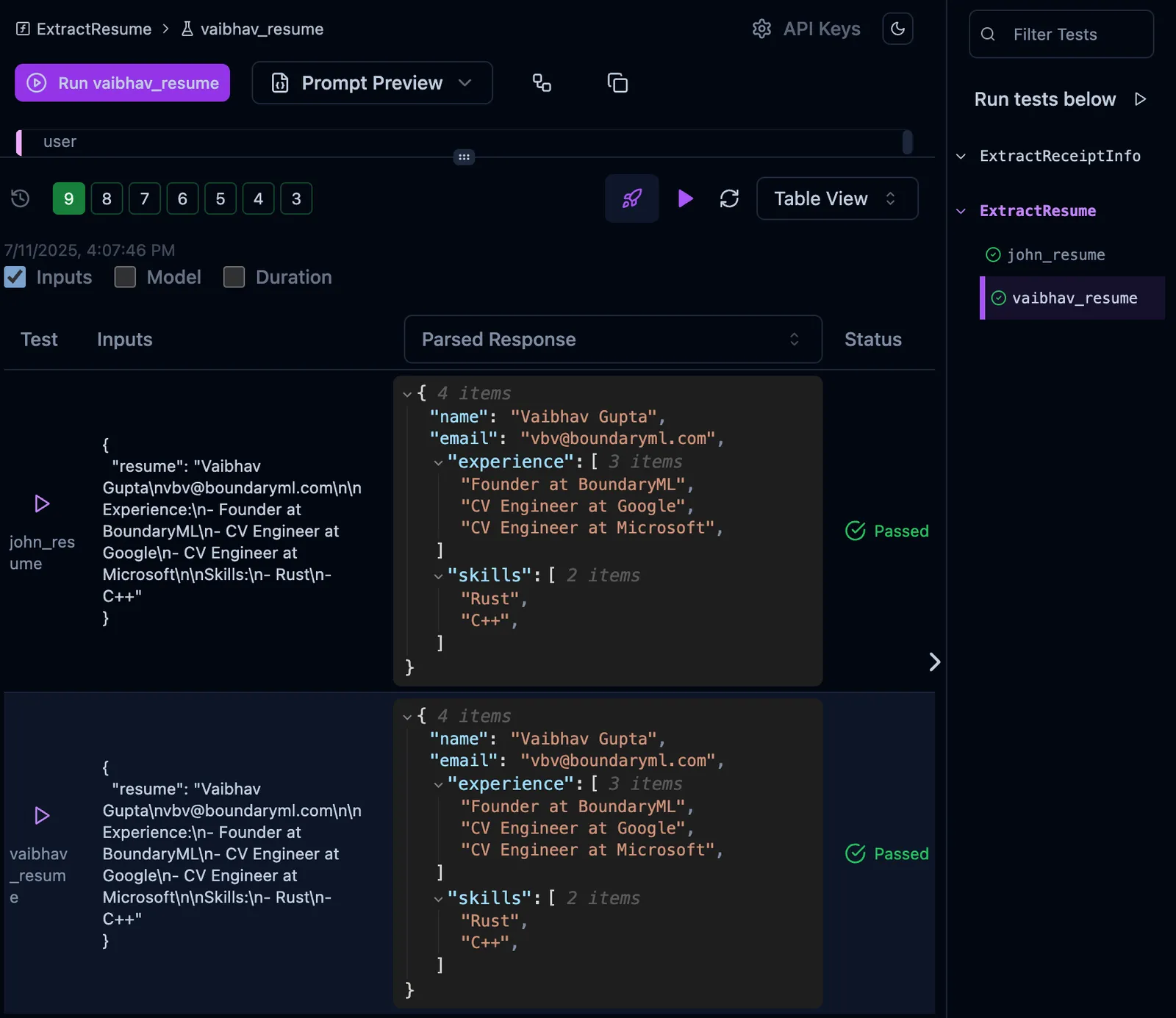 VSCode test case buttons for instant testing
